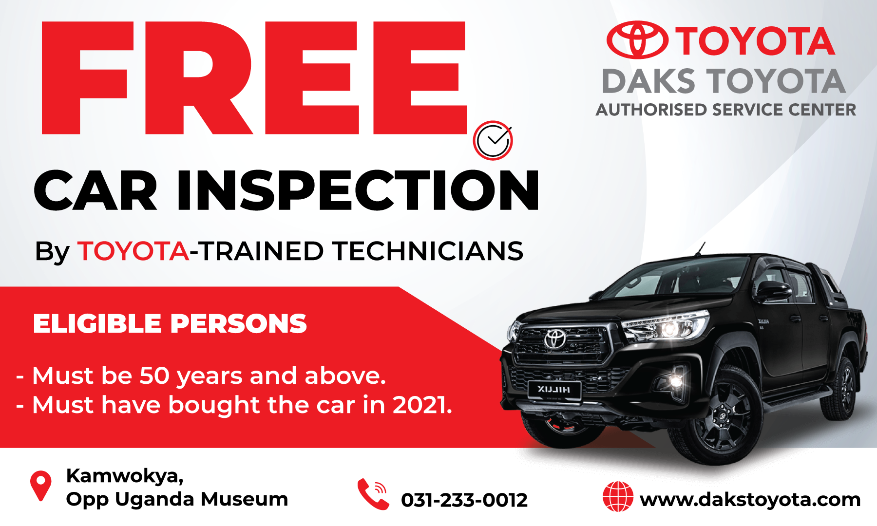 Free comprehensive car inspection Daks Toyota